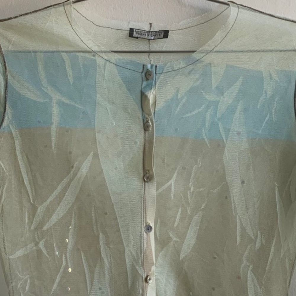 2000s Fczae Nichols Mesh Sequin Cardigan Top XS/S
